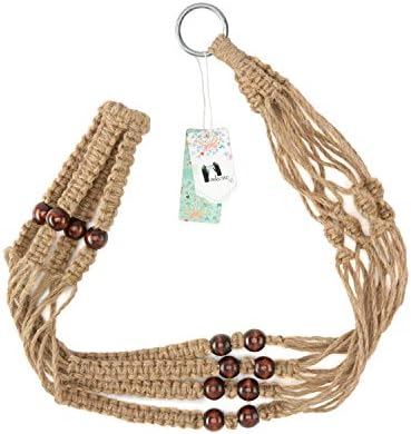 Mkono Macrame Plant Hanger Indoor 35 Inch Hanging Planter Basket Brown 2Pcs
