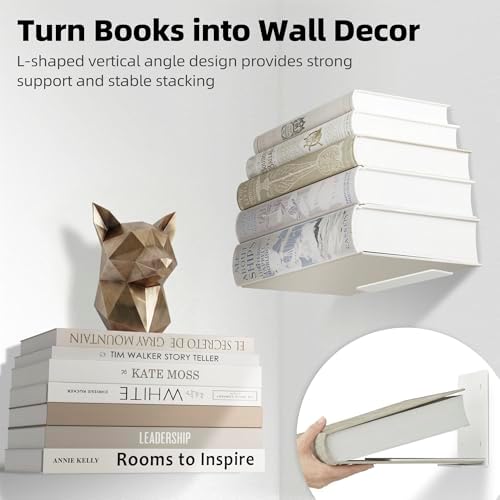 STORAGE MANIAC Invisible Floating Bookshelves Wall Mounted White