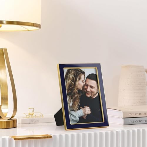 eletecpro 4x6 Enamel Picture Frame with Real Glass Cover, Navy, 1-Pack