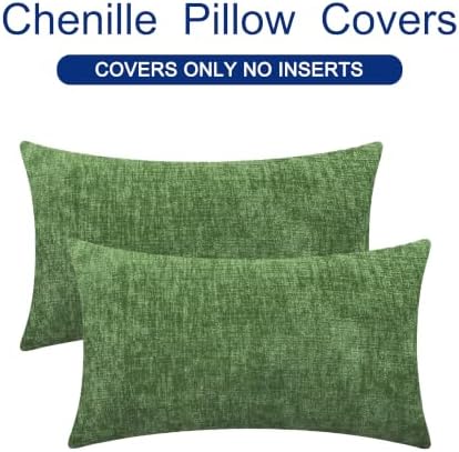 CaliTime Decorative Couch Throw Pillow Covers 20 X 12 Inches Forest Green