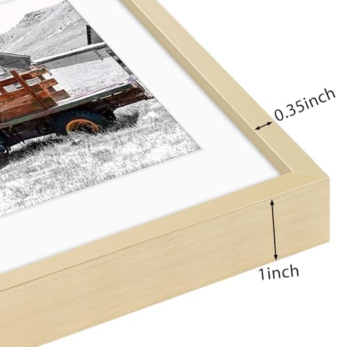 Golden State Art 16x20 Gold Aluminum Frame, Real Glass, Mat Fits 11x14