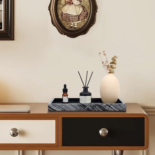 Real Natural Marble Tray for Bathroom, Vanity, Kitchen Counter & Desktop