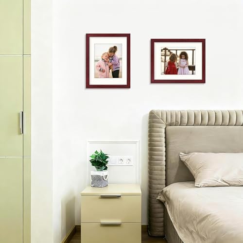 Picrit 11x14 Picture Frame Set of 12, Gallery Wall Frames, Dark Red Wood