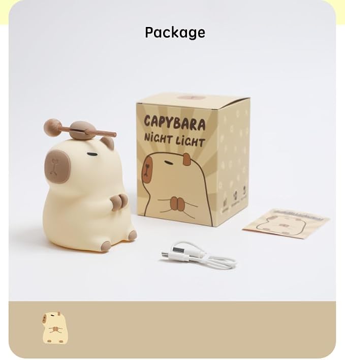 Capibara Night Light for Adults, Silicone Dimmable Animal Nightlight with 7 Colors,Rechargeable Bedside Touch Lamp for Room Decor