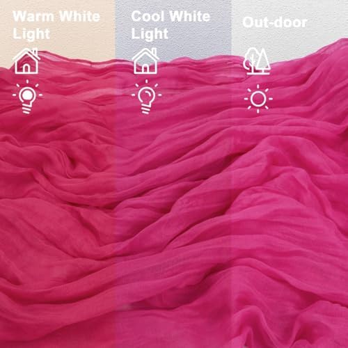 FEXIA 3Pcs Hot Pink Cheesecloth Table Runner Wedding Baby Shower Home Decor