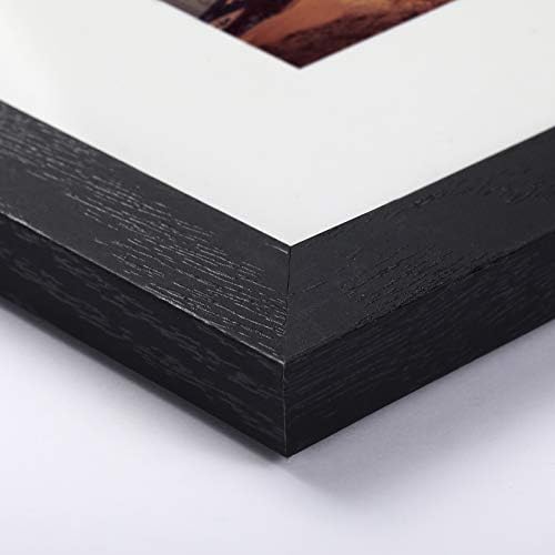 BAIJIALI 8x10 Picture Frame Black Wood Pattern Set of 4 with Tempered Glass,Display Pictures 5x7 with Mat or 8x10 Without Mat, Horizontal and Vertical Formats for Wall and Table Mounting