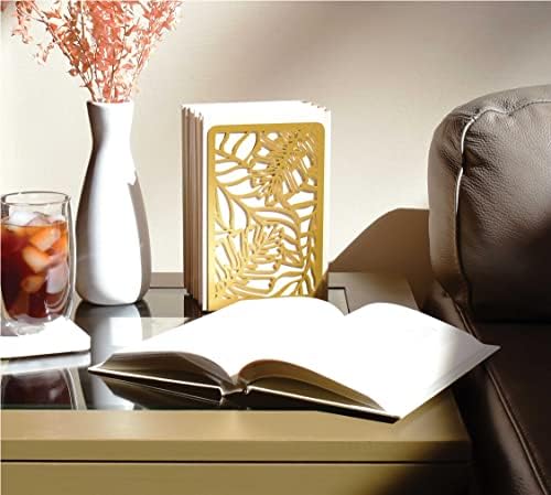 CNK Premium BookEnds - Metal Book Stoppers for Home Office, Book Shelf Holder, Home Decorative (Tropical Gold)