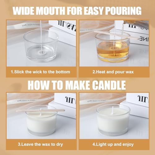 12-Pack 4oz Glass Candle Jars for Making Candles -Clear