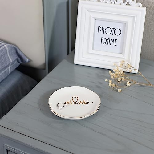 Mr.& Mrs Wedding Ring Dish-Jewelry Dish Tray-Ceramic White