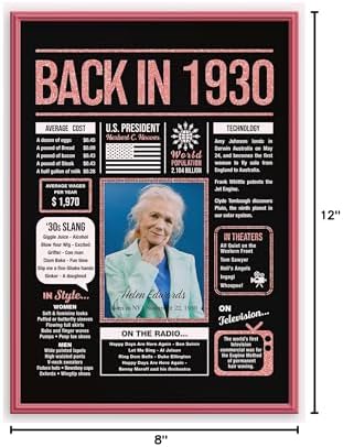 Happy 95th Birthday Party Decorations For Women Rose Gold - Gifts For 95 Year Old Women, Personalized 95th Birthday For Mom, Grandma, 95 Yr Old Bday Decor, Back In The Day You Born Birthday Poster