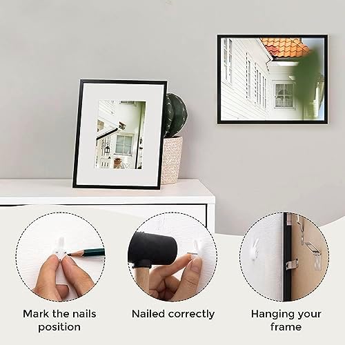 Fun Memories 8x10 Inch Metal Picture Frame - Aluminum Photo Frames - 5x7 Mat - Ideal for Wall or Tabletop Display - Wall Hook Hanging Hardware Included - Set of 3 - Black