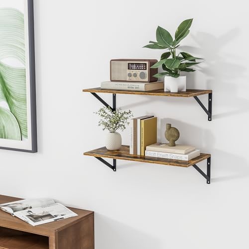Heimlove 24W x 12D Deep Floating Shelves Set of 2 Rustic Brown