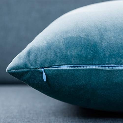 JUSPURBET 12x20 Lumbar Velvet Throw Pillow Covers Set of 2,Light Blue