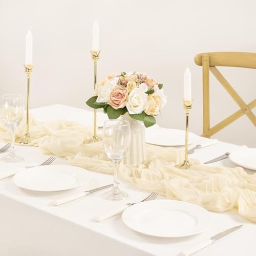 Beige Cheese Cloth Table Runner 10ft Sheer Rustic Gauze Table Decor