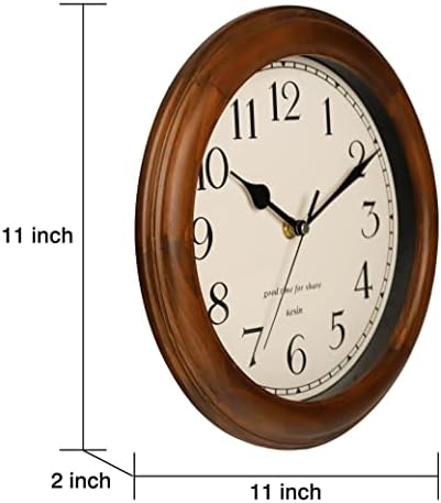 Kesin Wooden wall Clock with Retro Design, 11 Inches Round Wall Clocks