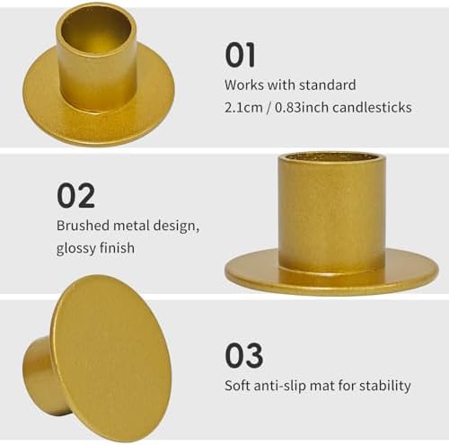 GUTE Gold Taper Candle Holder Matte Iron Candlestick Decor Farmhouse 8Pcs