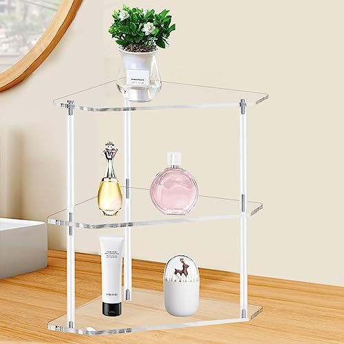 Tasybox Corner Shelf, 2 Tier Bathroom Counter Organizer Acrylic Organizer