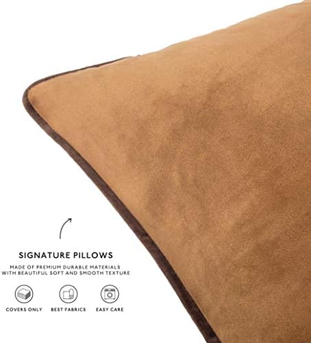 MONDAY MOOSE Decorative Throw Pillow Covers Cushion Cases, Set of 2 Soft Velvet Modern Double-Sided Designs, Mix and Match for Home Decor, Pillow Inserts Not Included (20x20 inch, Brown/Beige)