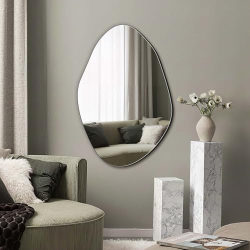 Delma Irregular Wall Mirror, 36"x24" | Asymmetrical Wavy Cloud Design, Frameless, Bathroom, Bedroom, Living Room & Entryway, Modern Boho, Wall-Mounted