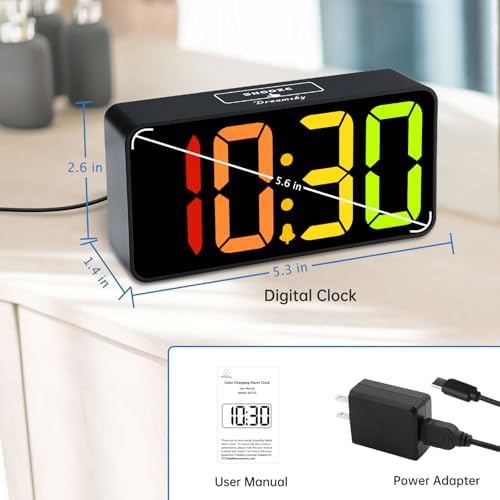 DreamSky Small Digital Alarm Clock for Bedroom, RGB Kids Alarm Clock Boys