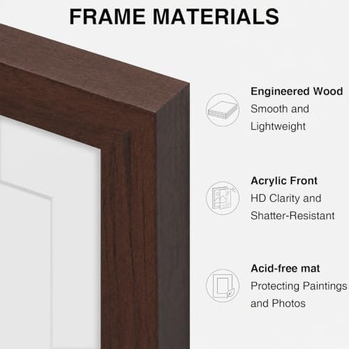 Vittanly 12x12 Picture Frames Set of 5, Wall Mounting, Light Brown