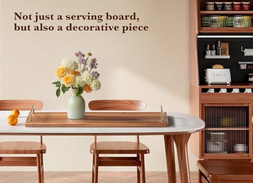 Large Charcuterie Board with Metal Handles – 32" Acacia Wood Serving Board for Cheese, Meat & Appetizers – Extra Long Kitchen Platter for Gatherings, BBQ & Home Decor