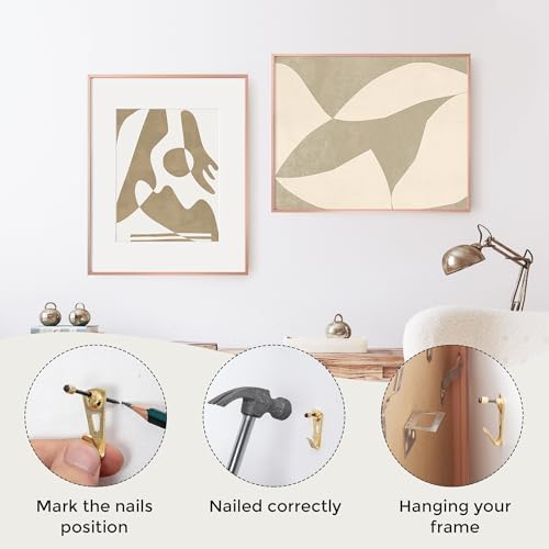 16x20 Metal Picture Frame with 11x14 Mat, Brushed Aluminum Finish, Tempered Glass Front, and Attached Hanging Hardware - Versatile Wall Display Frames for Vertical or Horizontal Orientation(Gold, Pack