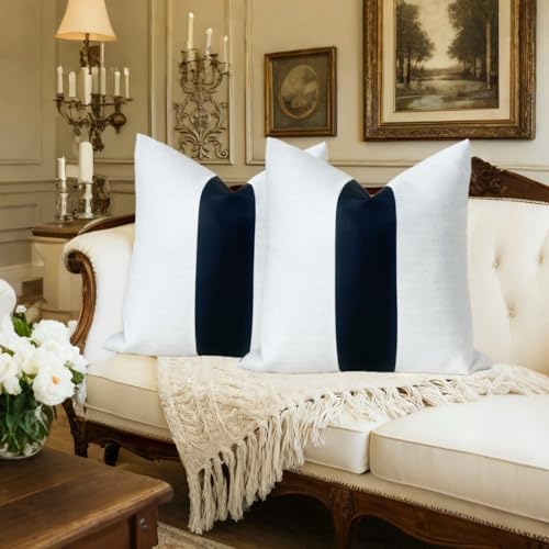 Slow Cow Black White Patchwork Throw Pillow Covers 18 x 18 Inch Pack of 2