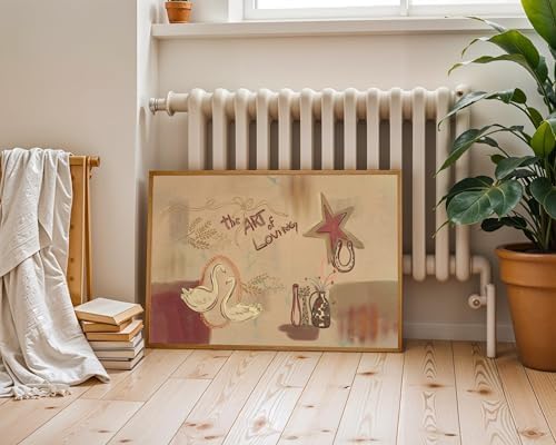 Vintage Western Canvas Wall Art Vintage Collage Poster Warm Western Art | Tones Neutral Swan Vase Plant Picture Prints Painting Cowboy Bedroom Wall Decor Home Interior Decoration 16x24 Inch Unframed