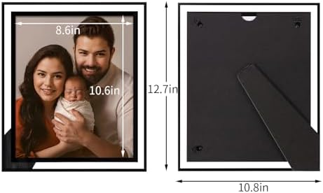 9x11 Picture Frames Set of 2, 8.5x11 Black Glass Photo Frame, Only for Tabletop Display, Gift Picture Frame, Horizontally or Vertically (9x11, Black)