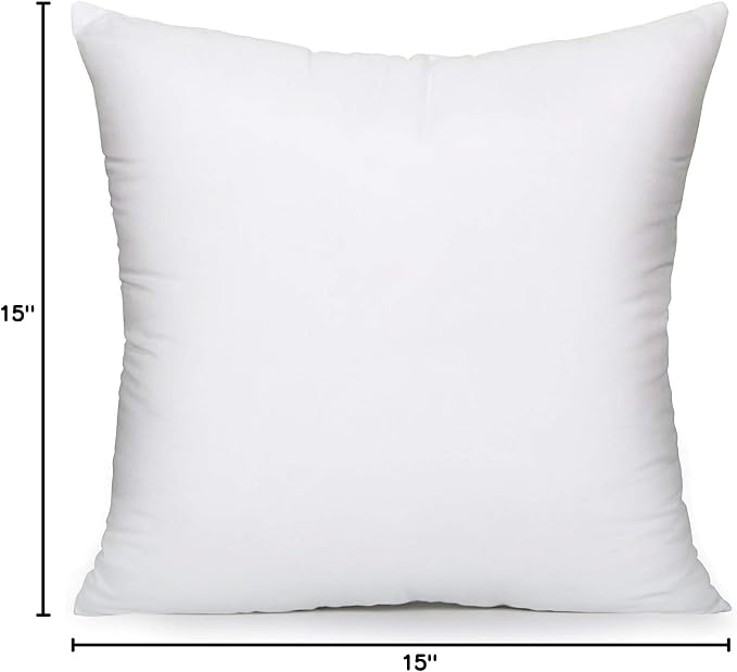 MoonRest Premium Square White Pillow Insert Form with Hypoallergenic Polyester Fiber Filling, sham Stuffer for Sofa Throw - 15 x 15 Inches