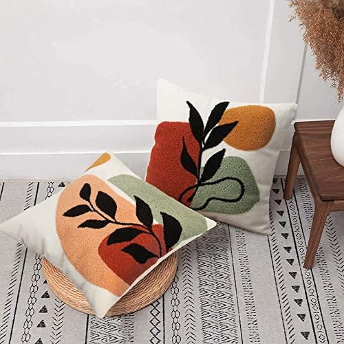 Merrycolor Abstract Boho Tufted Throw Pillow Covers 18x18 Mid Century Modern Pillow Covers Boho Pillows Decorative Throw Pillow Case Minimalist Bohemian Aesthetic Pillow Covers for Bed Couch Home,1PC