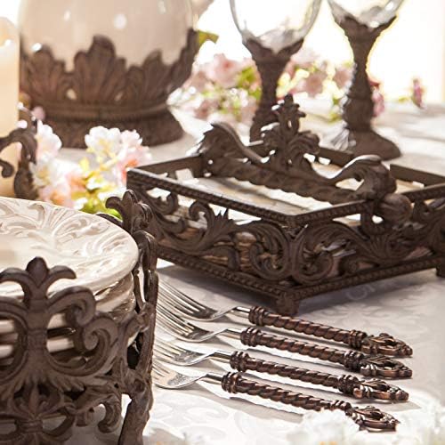 Acanthus Leaf Brown Cast Metal Napkin Holder