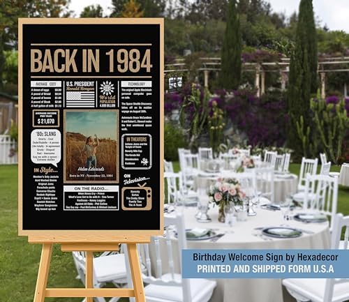Personalized 41st Birthday Party Decorations Men, Women, Him, Her - Custom Gifts Idea For 41 Years Old, Back In The Year You Born Newspaper For 41st Birthday Poster No Frame Black Gold