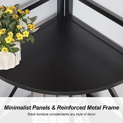 HOMBAZAAR 5 Tier Corner Shelf,72 Inch Tall Corner Bookshelf,Black