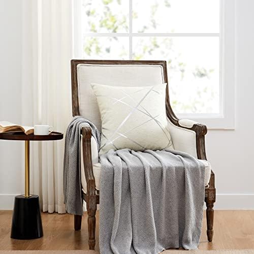 GIGIZAZA Decorative Couch Pillow Covers 22 x22,White Thick Cushion Pillow Covers,Sofa Square Accent Pillows Set of 2