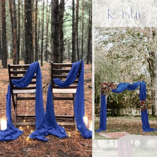 20 Pack Royal Blue Table Runners 10Ft Cheesecloth Table Runner Boho Gauze Cheese Cloth Table Runner Romantic Long Sheer Fabric Table Runners for Wedding Party Bridal Shower
