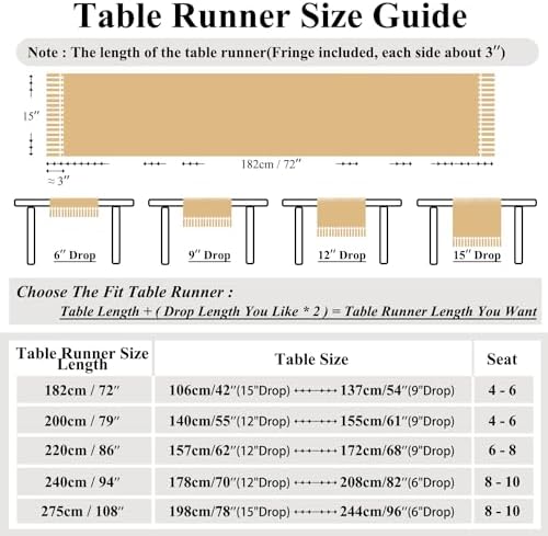 Farmhouse Rustic Faux Linen Dining Table Runner 15 x 94 Inch Blue