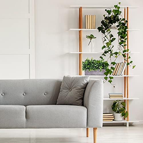 Winlyn Artificial Eucalyptus Plant in Rustic Rectangular Wooden Planter Box Faux Potted Herb Plant Greenery Arrangement for Farmhouse Indoor Wedding Table Centerpiece Mantel Shelf Kitchen Decor