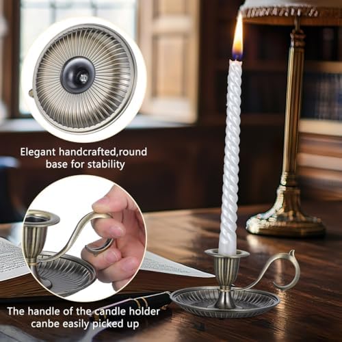 BESPORTBLE Vintage Taper Candle Holders with Handle: 1Pcs Retro Candlestick Holders Vintage for Easter Table - Antique Decor for Kitchen and Entryway Decor - Home Décor Accents Candle Sticks