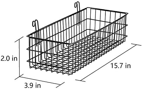 Kaforise Hanging Basket for Wire Wall Grid Panel, Multi-Function Wall Storage and Display Basket, Flower Pots Shelf Balcony Plant Storage Holder, Extra Large Size,15.7"×5.9"×3.9",Black