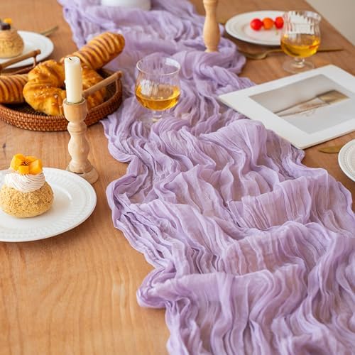 FEXIA Lilac Cheesecloth Table Runner Wedding Baby Shower Home Boho Decor
