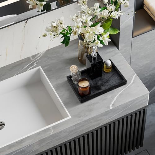 Real Natural Marble Tray for Bathroom, Vanity, Kitchen Counter & Desktop
