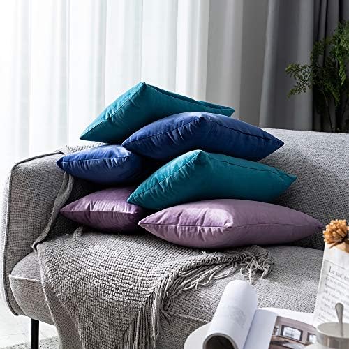 Stellhome Rectangle Velvet Pillow Covers Decorative Cushion Covers for Bed Couch Sofa Bench, 12 x 20 inch (30 x 50 cm), Royal Blue, Pack of 2