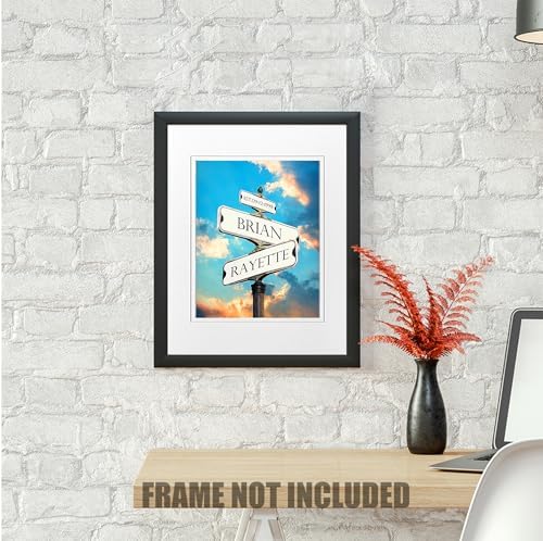 A&T ARTWORK Sunset GlowStreet Sign Photo Prints Gift,includes Names and the Date Unique Gift for the Anniversary.14x11 inches with Mat UNFRAMED