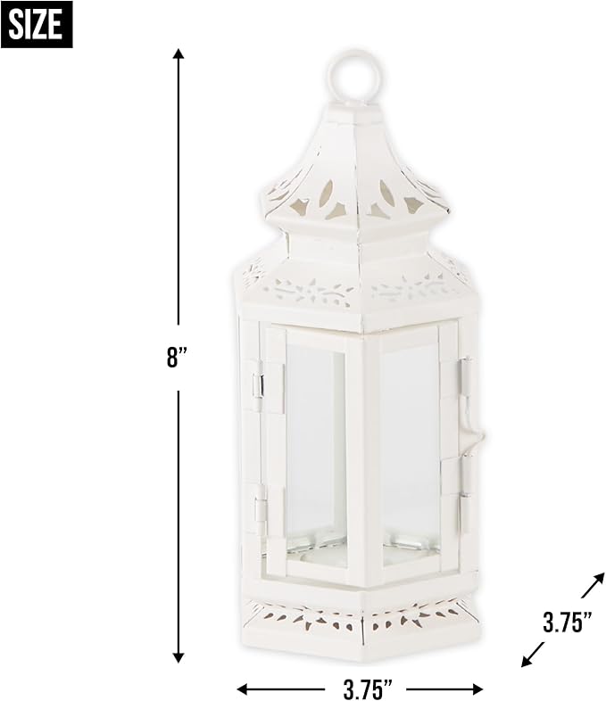 Accent Plus Christmas Decorations Indoor Lantern Decorative Outdoor Christmas Decorations Candle Lantern Victorian Candle Holders Metal Hanging Lantern, 3.75 X 3.25 X 8 Inches