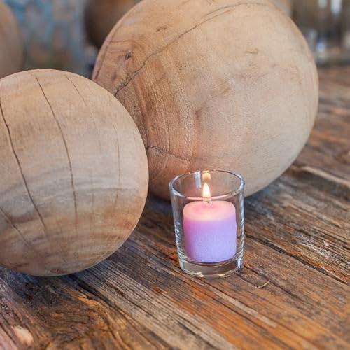 Set of 12 Richland Votive Candles Lavender Unscented and 12 Clear Glass Eastland Votive Holders