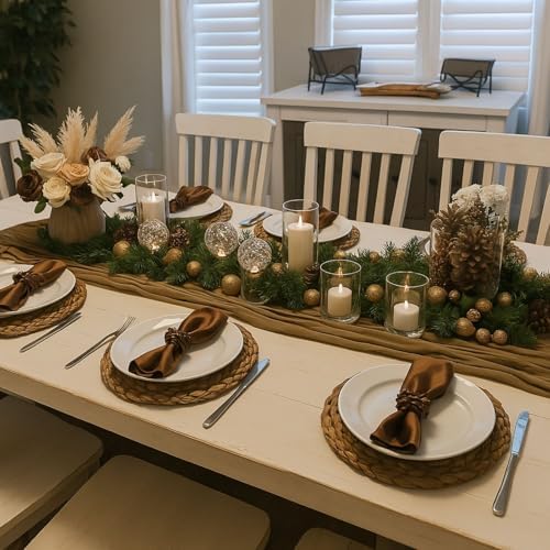 10FT Brown Cheesecloth Table Runner 120 Inch Rustic Boho Gauze Cheese Cloth Table Runner for Wedding Baby Shower Bridal Shower Birthday Party Home Decorations
