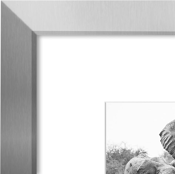Americanflat 8x8 Picture Frame - Matted to 4x4 - Engineered Wood - Silver
