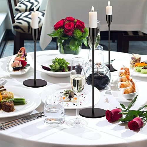 Oatnauxil Matte Black Candle Holders Black Candlestick Holders Metal Candle Holder for Wedding, Dinning, Party, Fits 3/4 inch Thick Candle&Led Candles (Set of 6 Pcs) (Pack of 2)